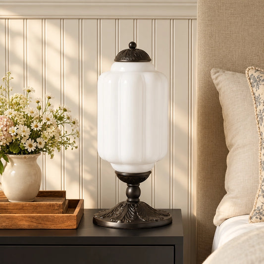 Evelyn Elegant Cream Glass Eloise Table Lamp