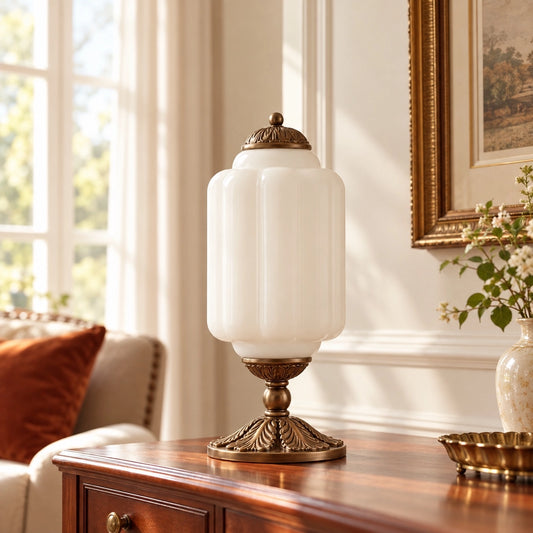 Evelyn Elegant Cream Glass Eloise Table Lamp