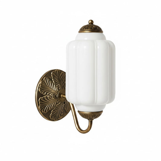 Evelyn Retro Milk Glass Brass Eloise Wall Sconce