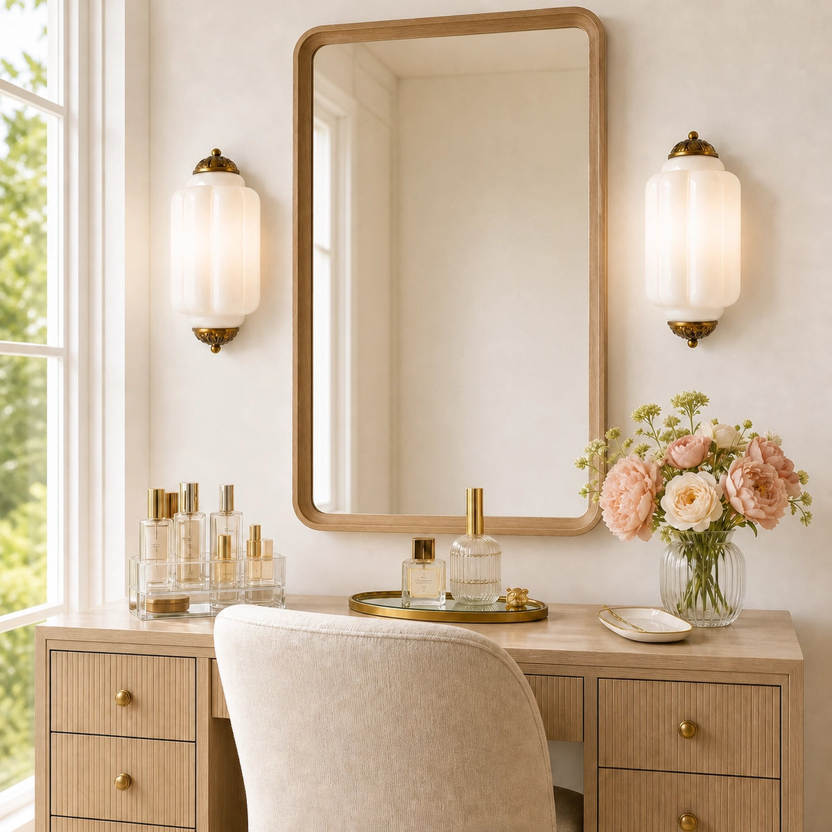 Evelyn Elegant Colorful Milk Glass Eloise Flush Wall Sconce