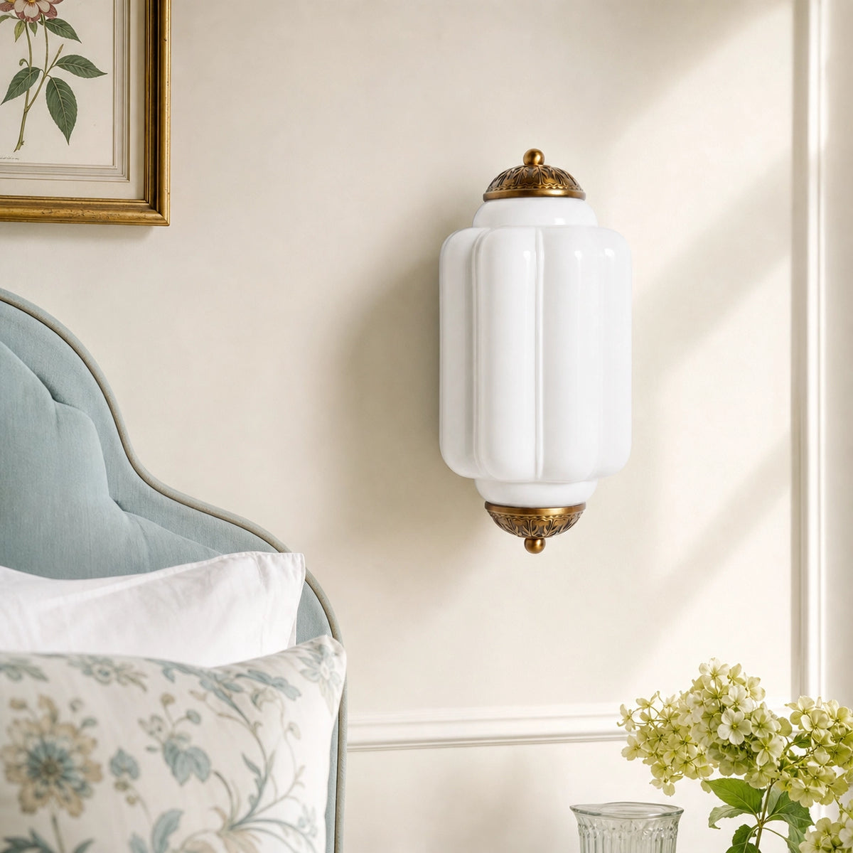 Evelyn Elegant Colorful Milk Glass Eloise Flush Wall Sconce