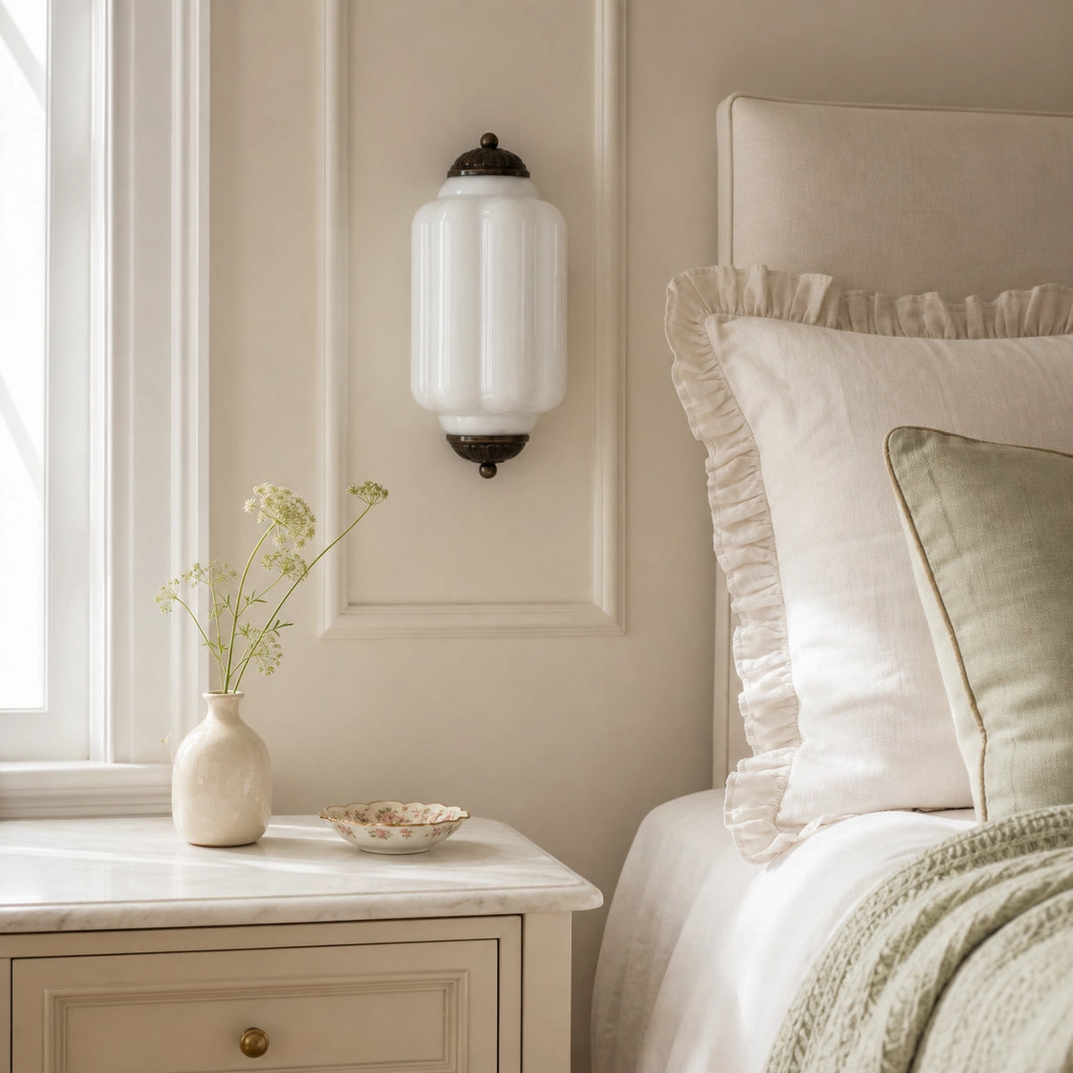 Evelyn Elegant Colorful Milk Glass Eloise Flush Wall Sconce