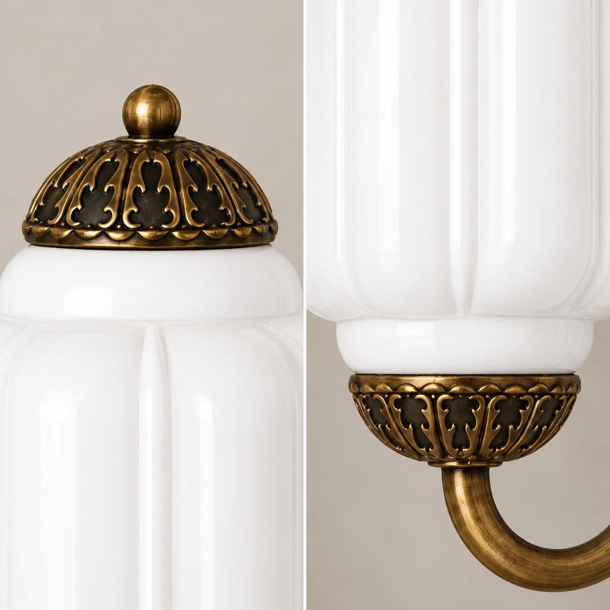Evelyn Vintage Milk Glass Double Eloise Scallop Wall Light
