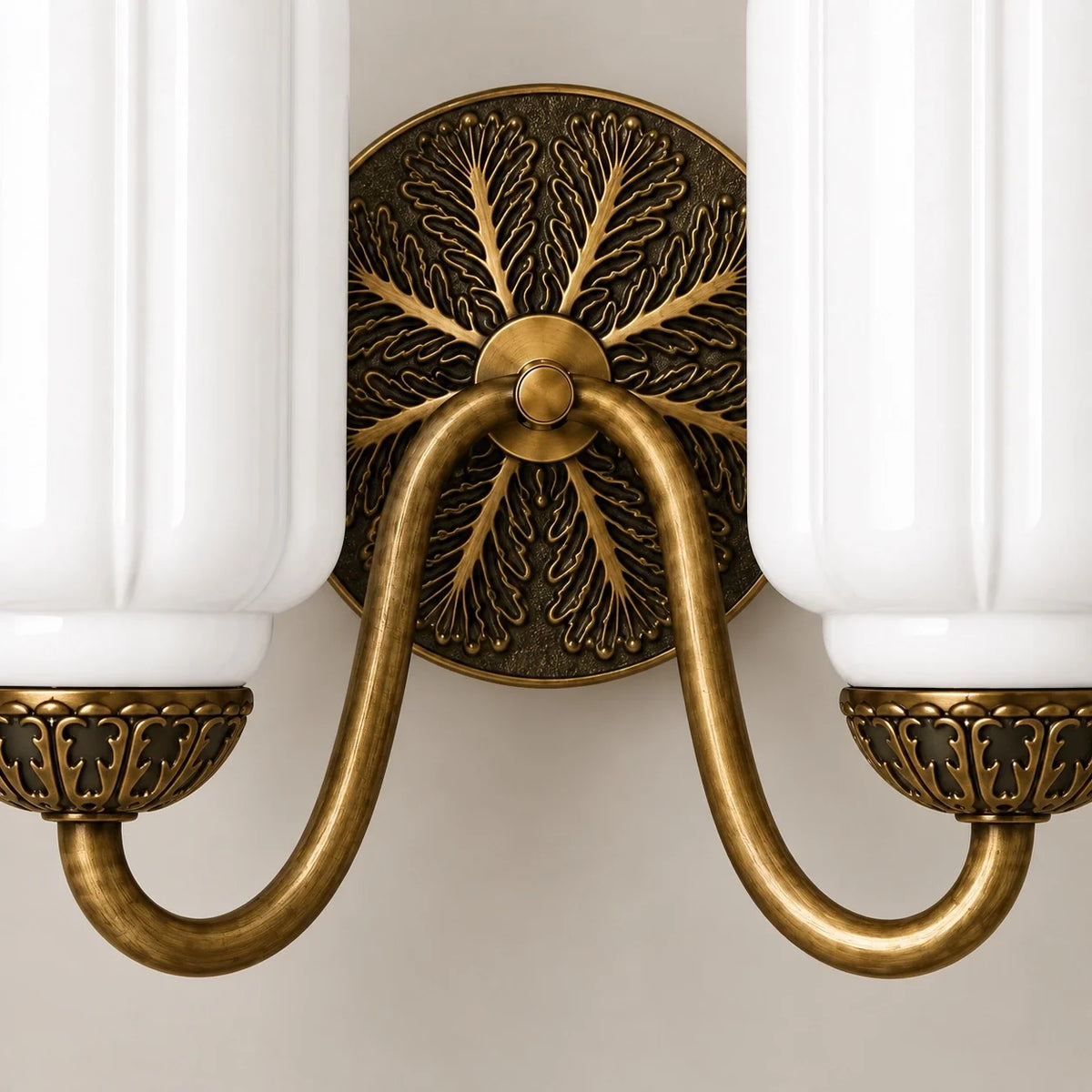 Evelyn Vintage Milk Glass Double Eloise Scallop Wall Light