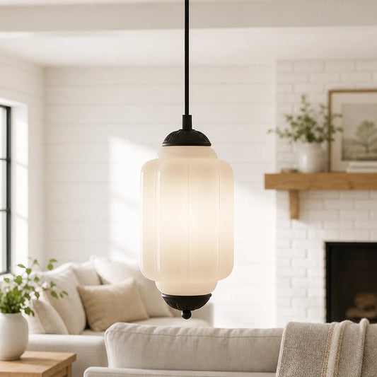 Evelyn Vintage Petite Pumpkin Ribbed Glass Eloise Pendant Light