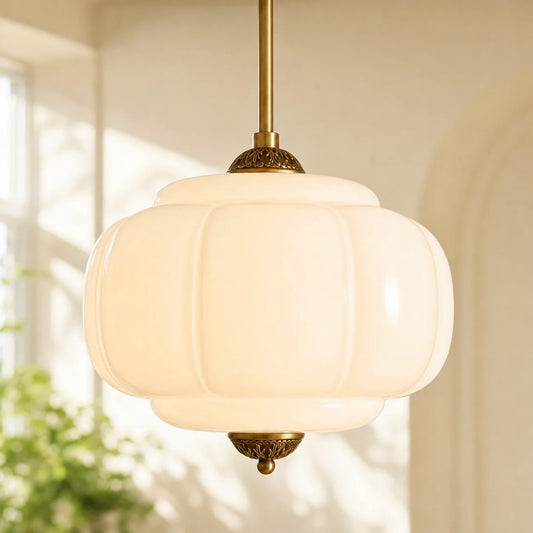 Evelyn Vintage Pumpkin Milk Glass Eloise Pendant Light