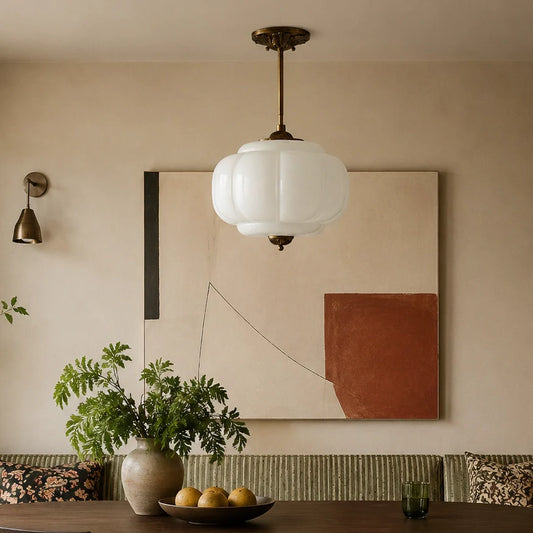 Evelyn Vintage Pumpkin Milk Glass Eloise Pendant Light