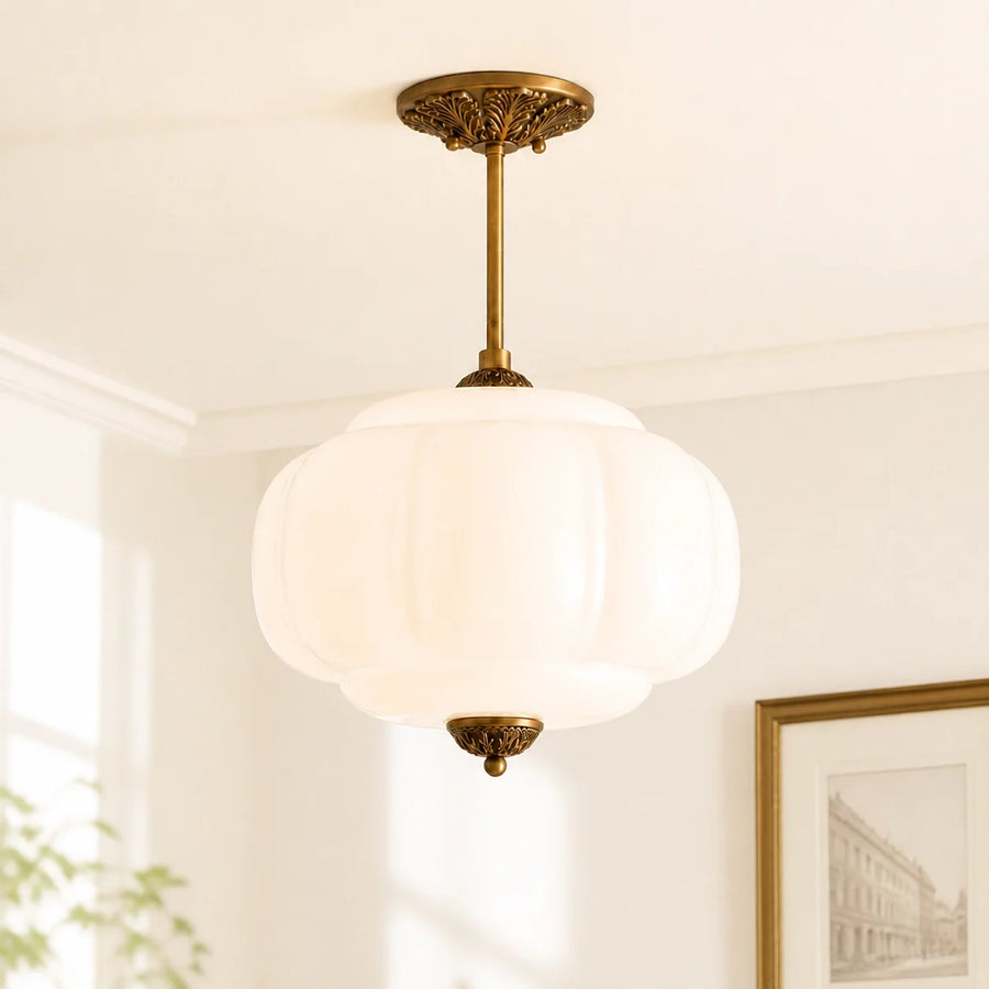 Evelyn Vintage Pumpkin Milk Glass Eloise Pendant Light