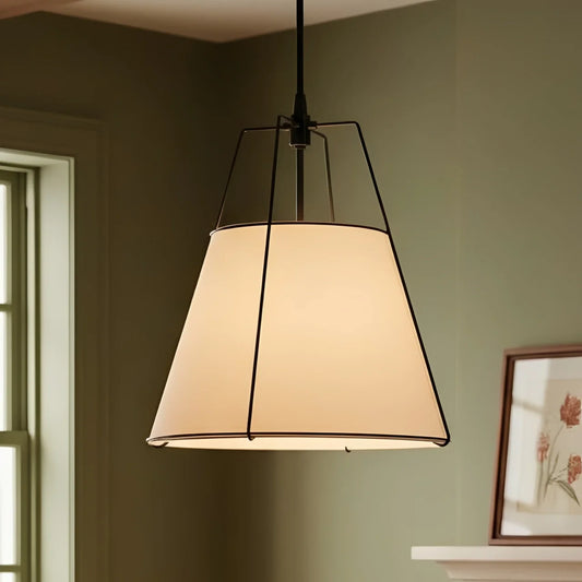 Farmhouse Linen Tapered Drum Pendant Light