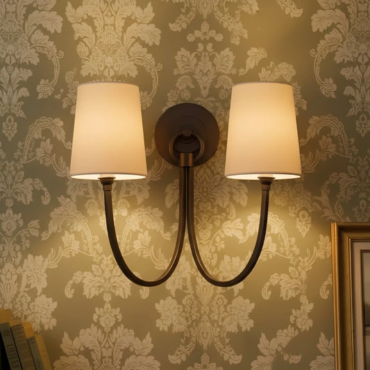 French-Style Vintage Linen Double Wall Lamp