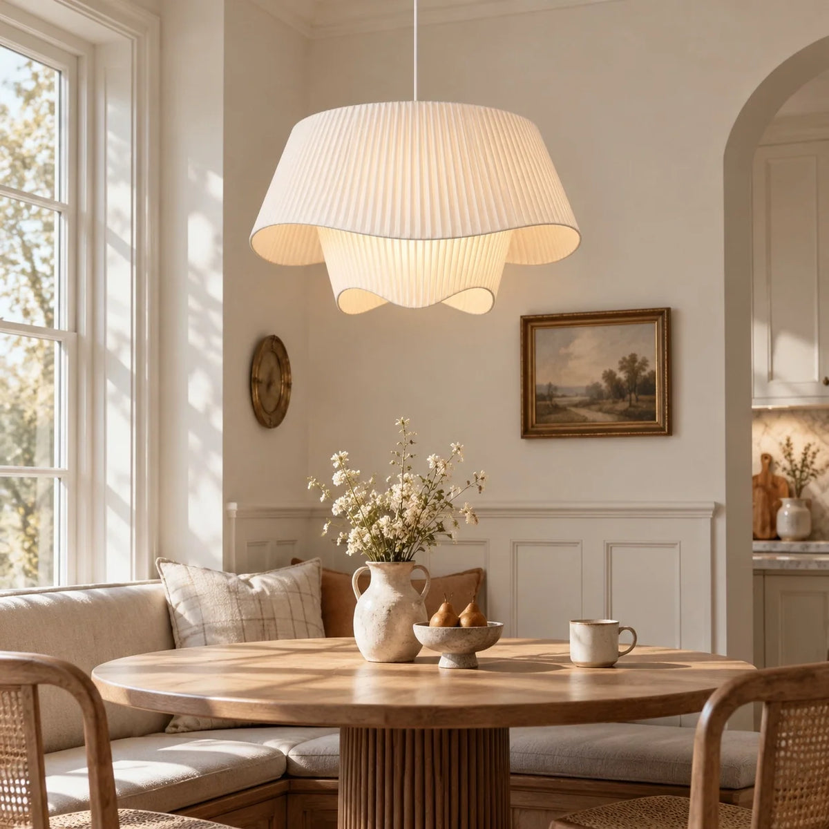 French Vintage Floral Fabric Pendant Light