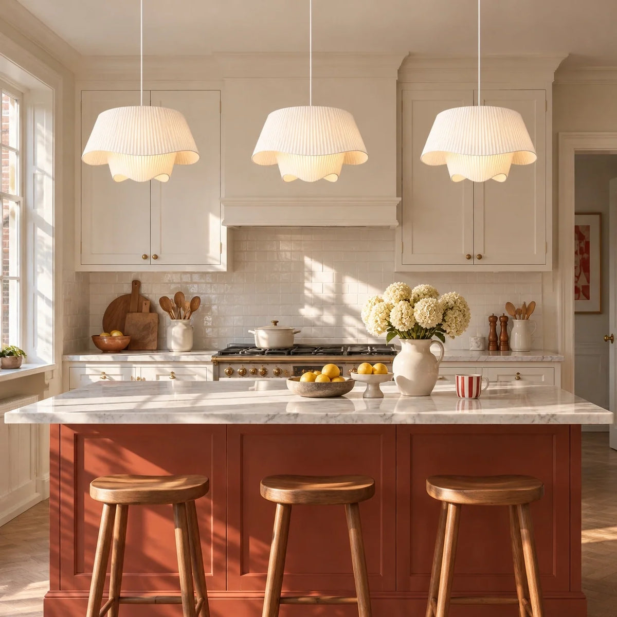 French Vintage Floral Fabric Pendant Light