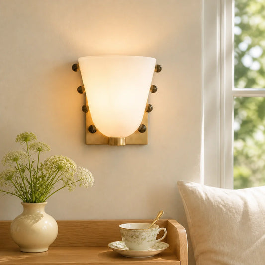 Gemma Art Deco Designer Brass Glass Wall Sconce