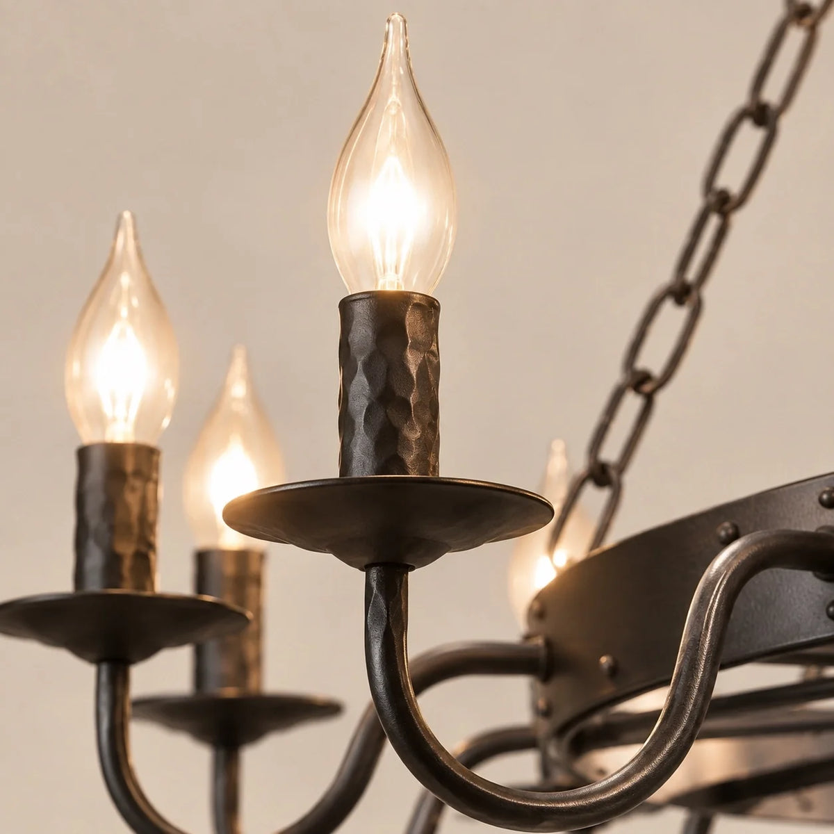 Gothic Rustic Black Wagon Wheel Candle Chandelier