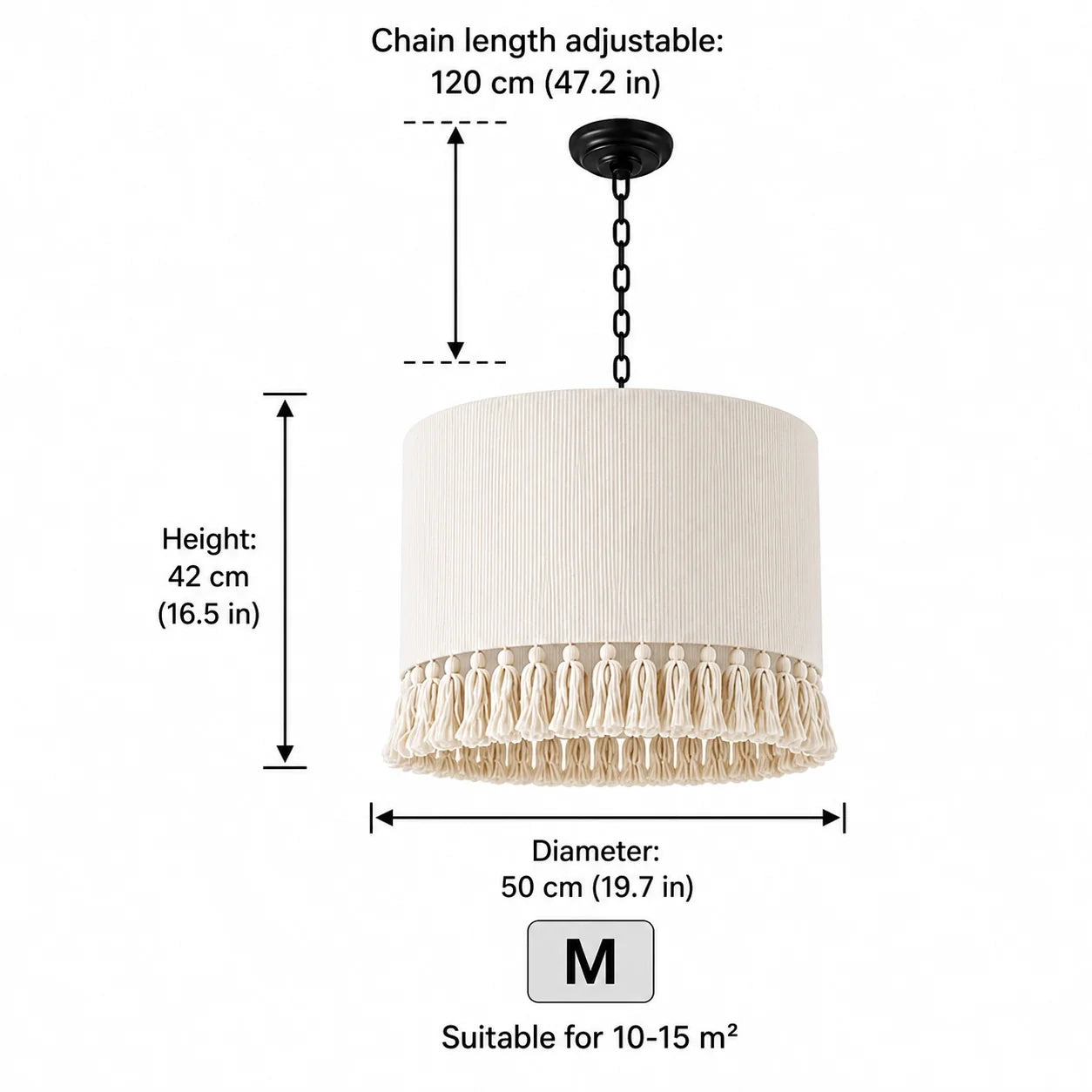Handmade Boho Vintage French Cotton Fringe Living Room Pendant Light