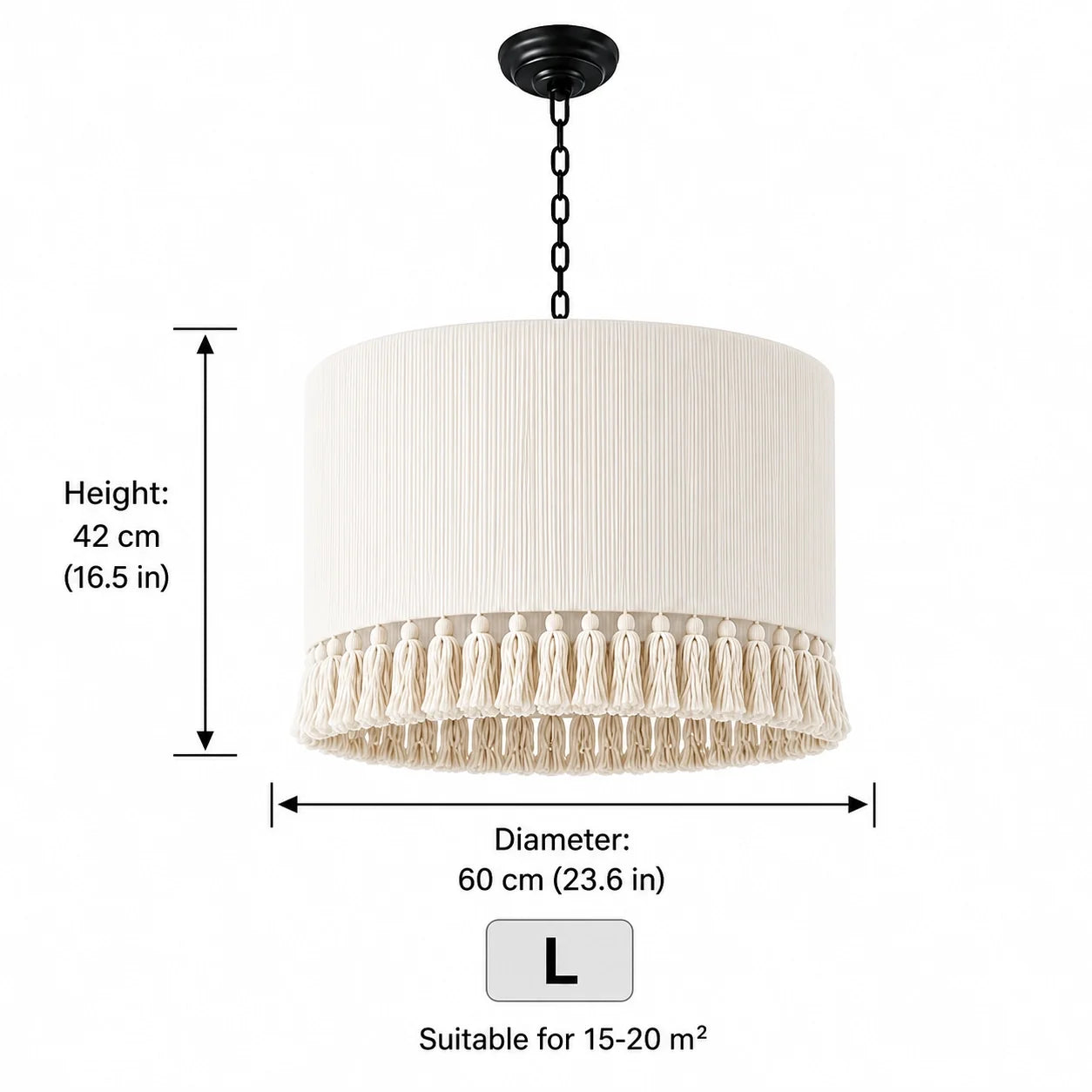 Handmade Boho Vintage French Cotton Fringe Living Room Pendant Light