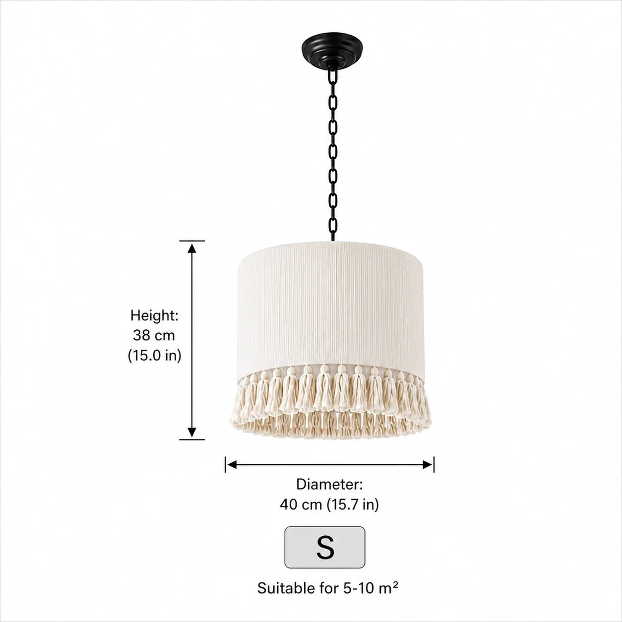 Handmade Boho Vintage French Cotton Fringe Living Room Pendant Light