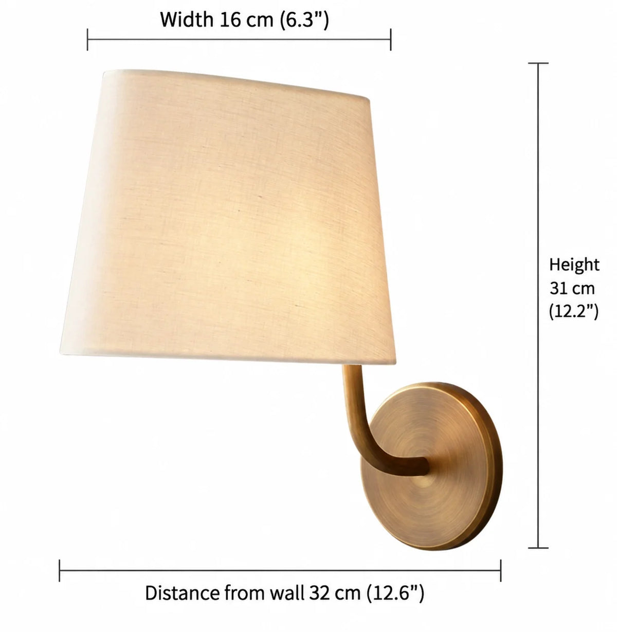 Hawthorne Curved Arm Fabric Shade Wall Light