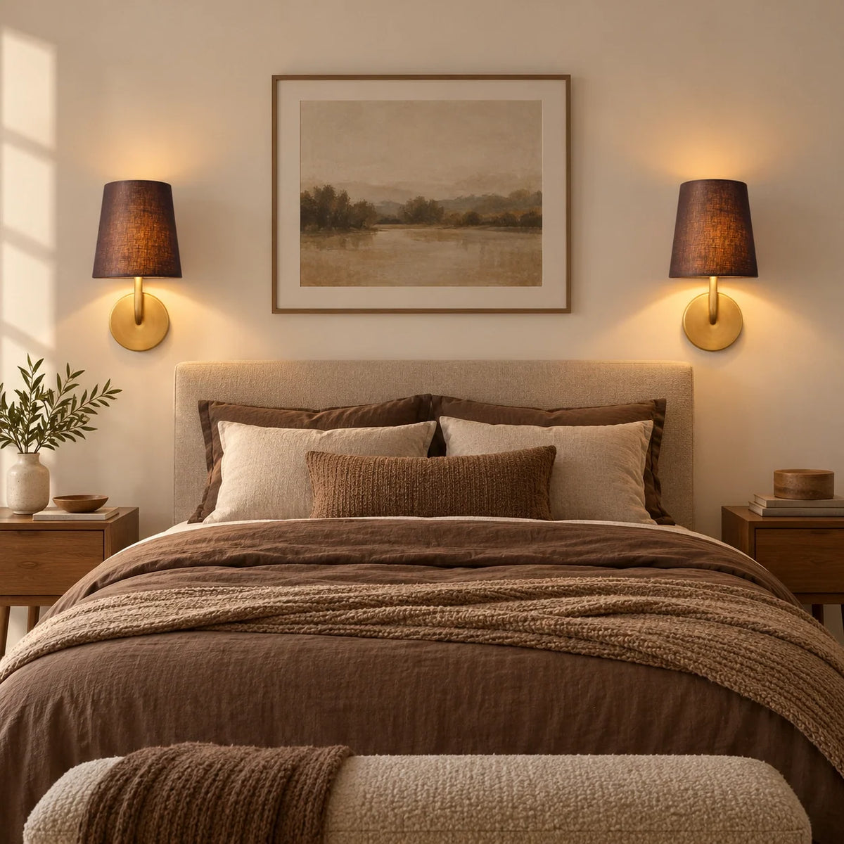 Hawthorne Curved Arm Fabric Shade Wall Light