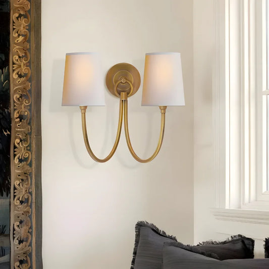 French-Style Vintage Linen Double Wall Lamp