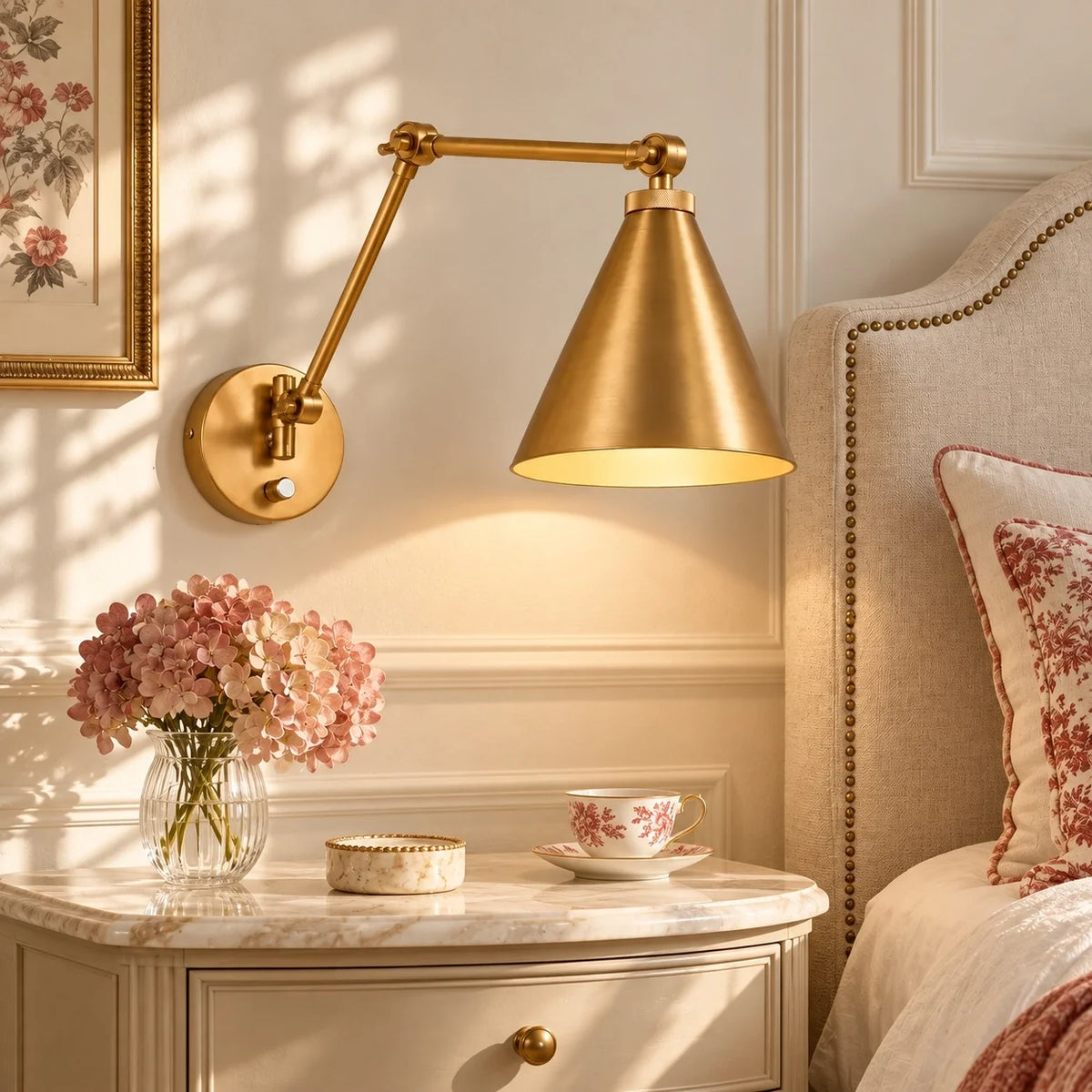 Industrial Brass Adjustable Swing Arm Wall Light