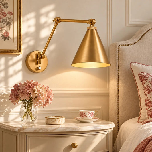 Industrial Brass Adjustable Swing Arm Wall Light