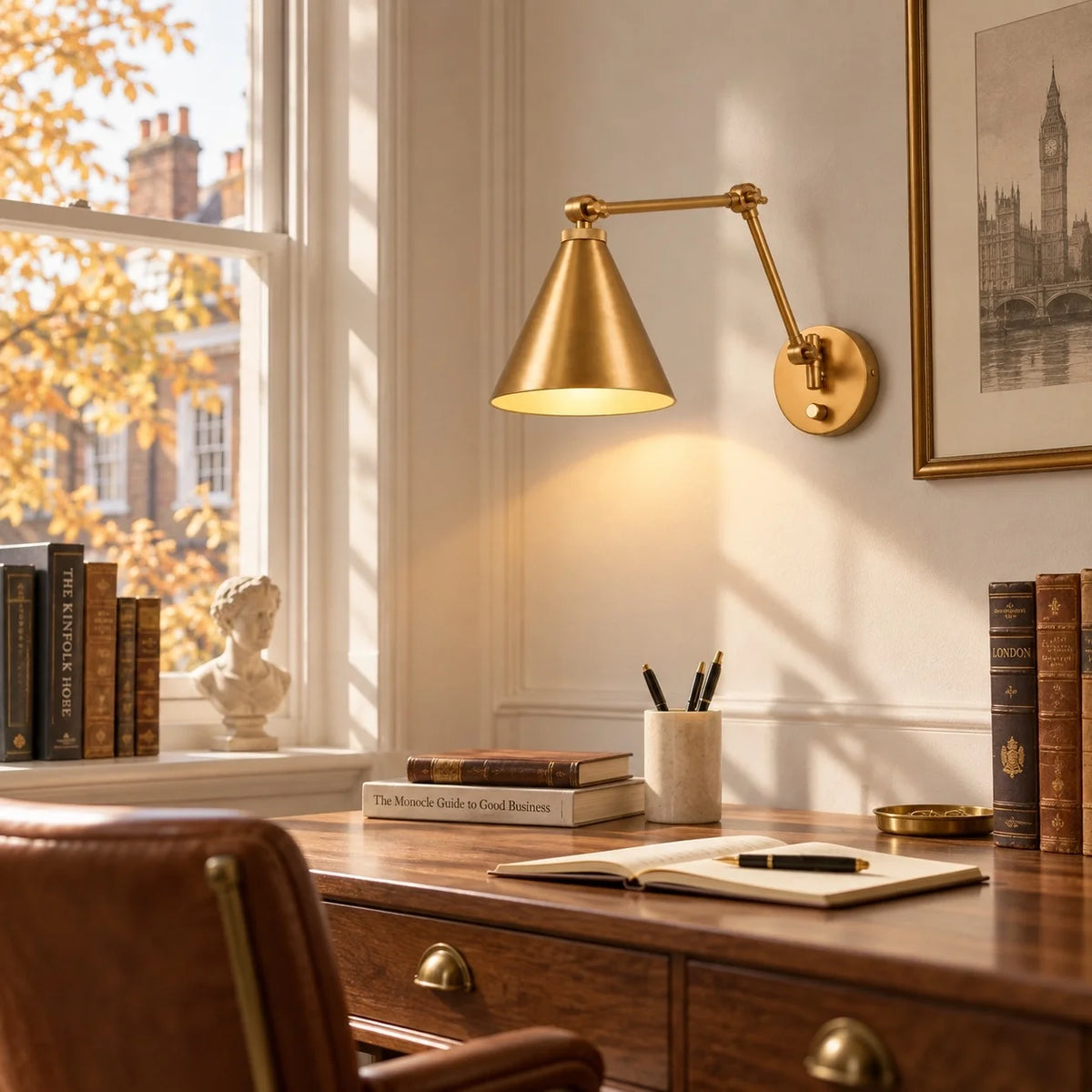 Industrial Brass Adjustable Swing Arm Wall Light