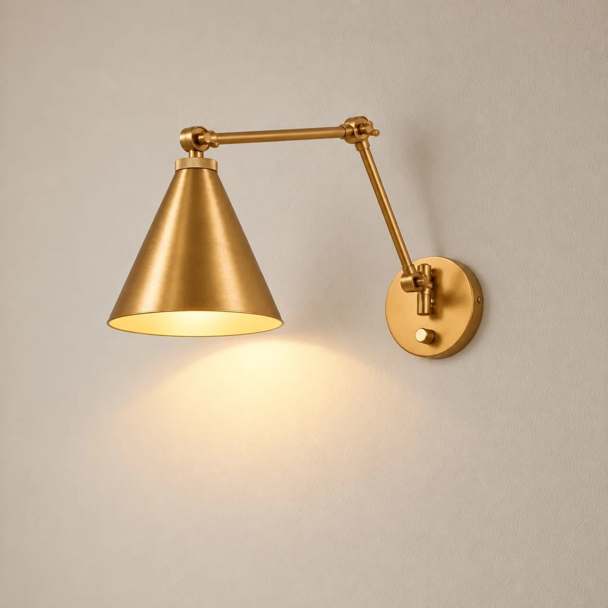 Industrial Brass Adjustable Swing Arm Wall Light