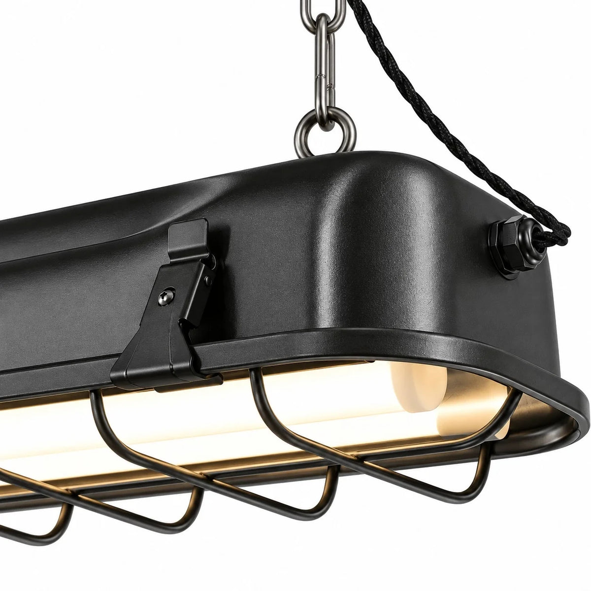 Industrial LED Linear Cage Pendant Light for Kitchen Islands