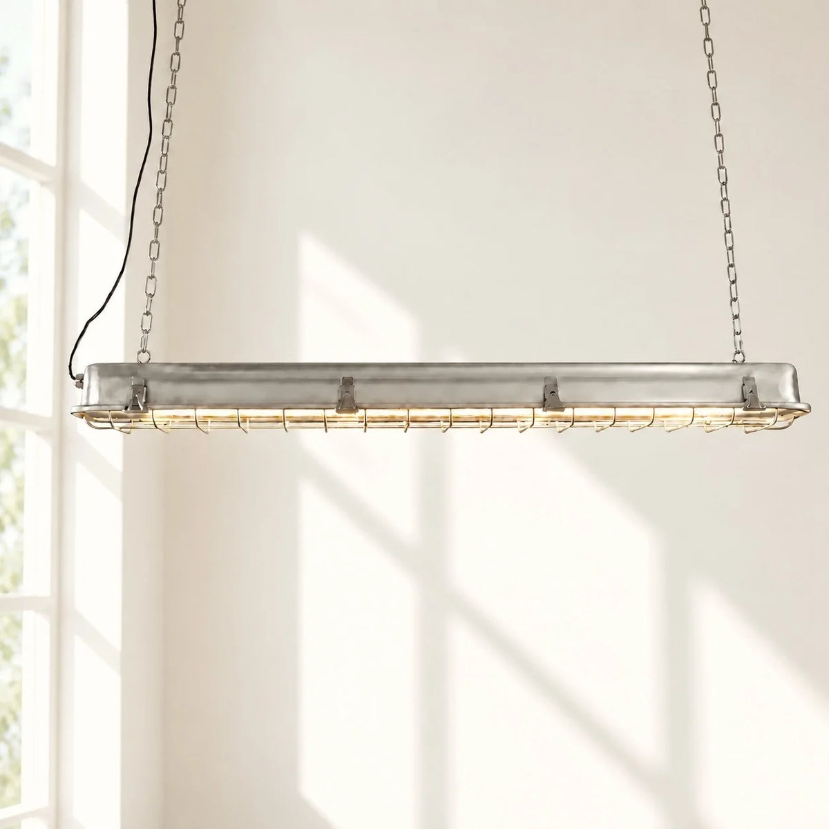 Industrial LED Linear Cage Pendant Light for Kitchen Islands