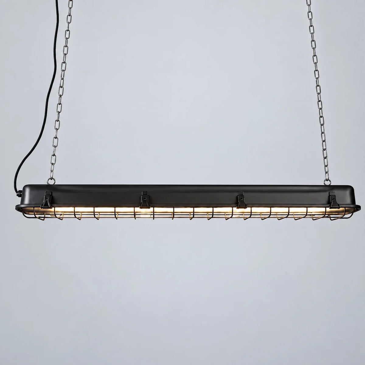 Industrial LED Linear Cage Pendant Light for Kitchen Islands