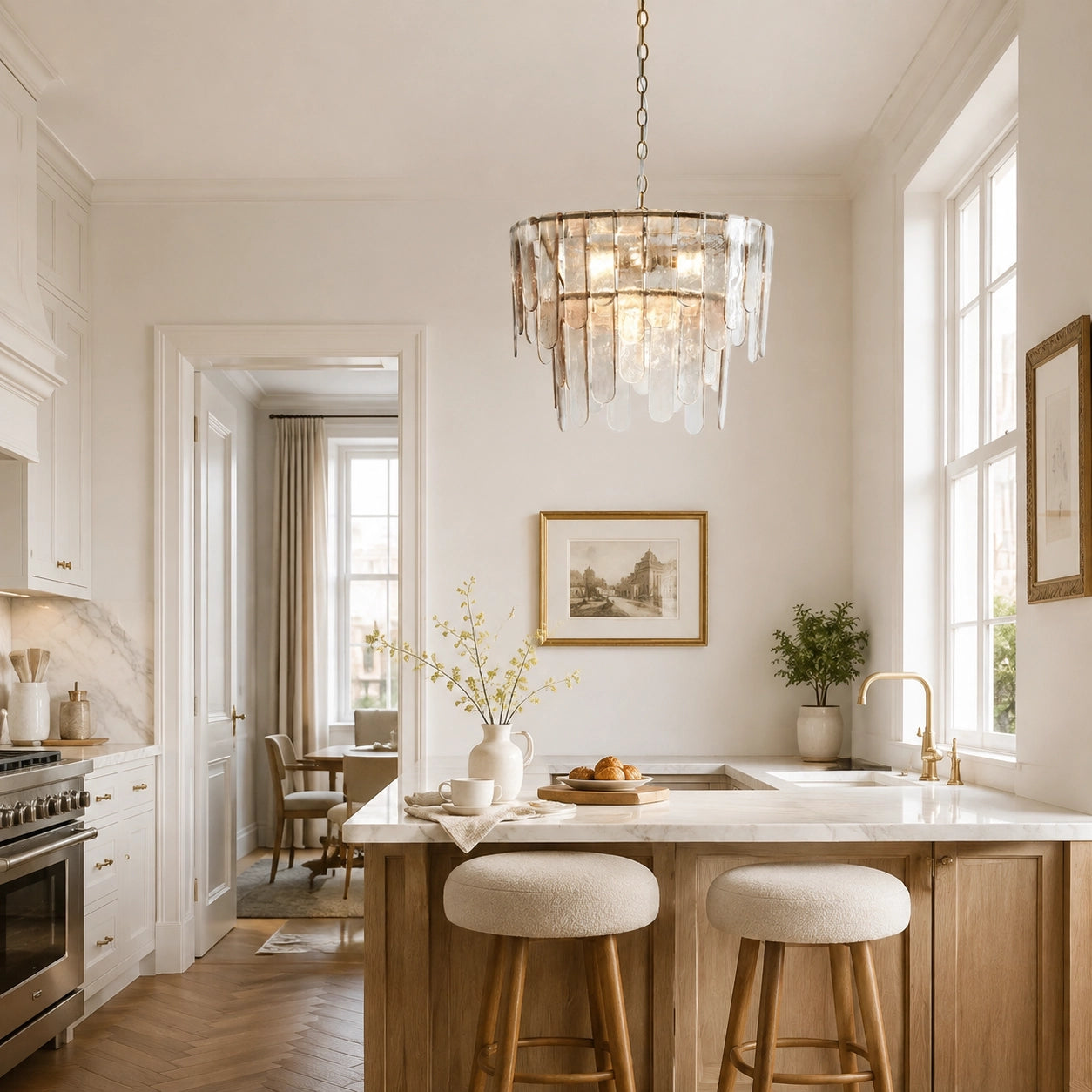 Jack Farmhouse Tiered Textured Glass Pendant Light
