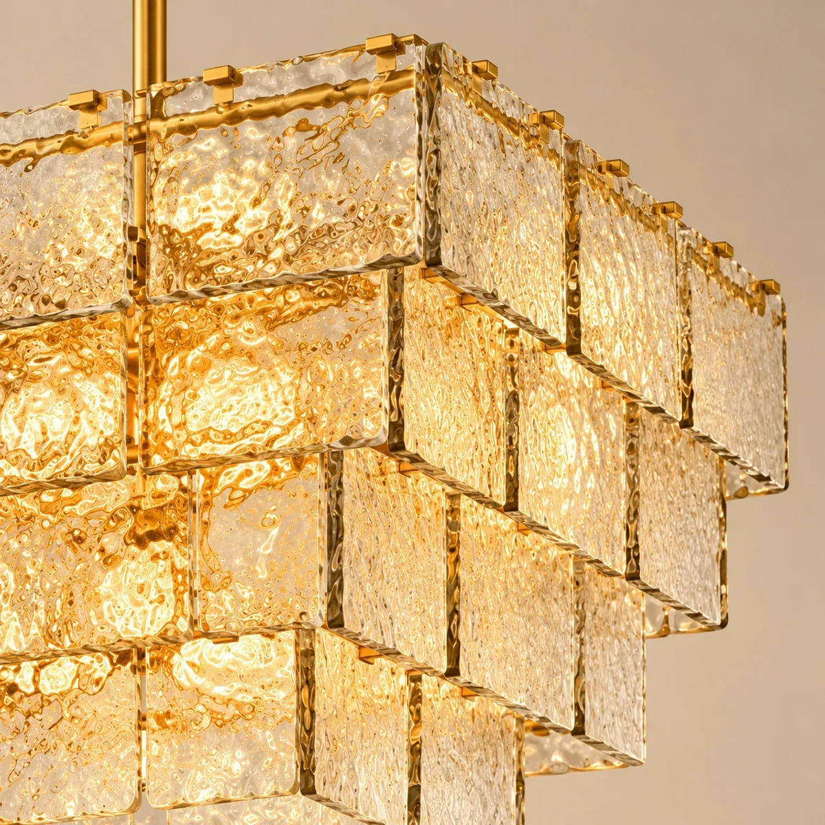 Gold mounts and rippled glass close-up