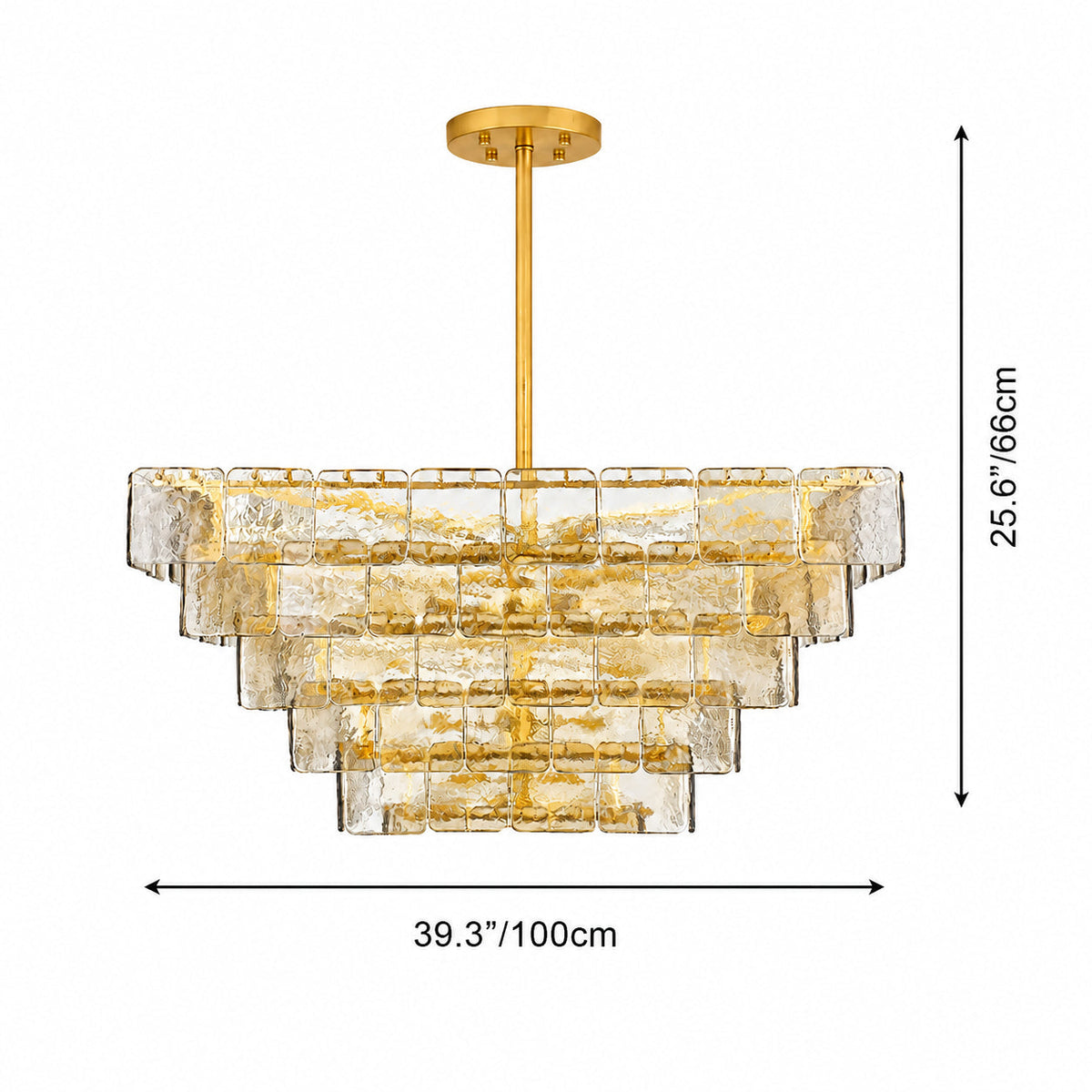Modern Stacked Art Glass Chandelier — accurate size diagram 100 cm diameter × 66 cm high