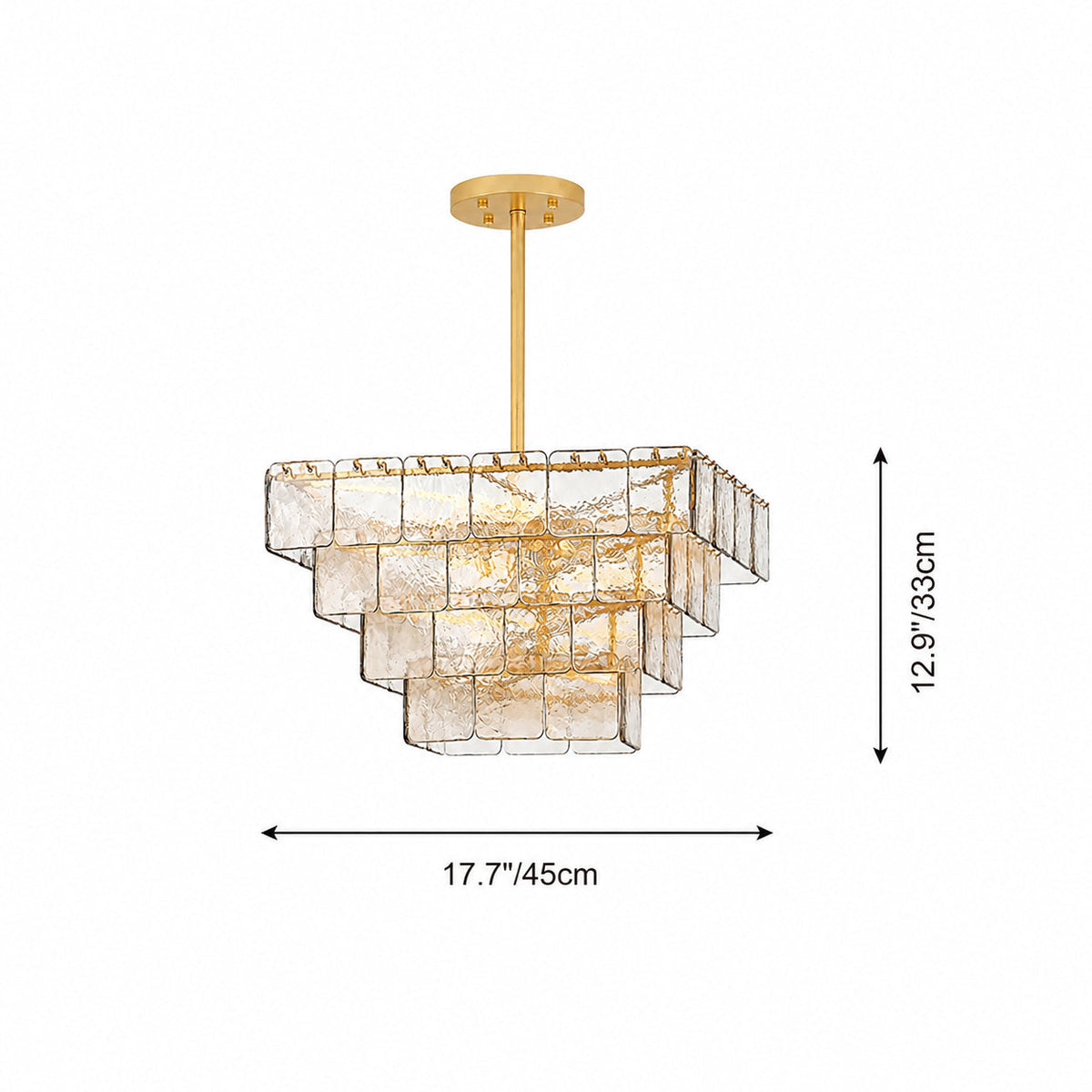 Modern Stacked Art Glass Chandelier — accurate size diagram 45 cm diameter × 33 cm high