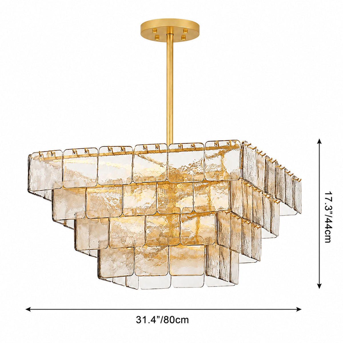 Modern Stacked Art Glass Chandelier — accurate size diagram 80 cm diameter × 44 cm high