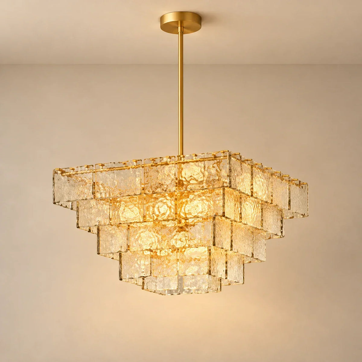 Kythara chandelier studio image with warm beige background