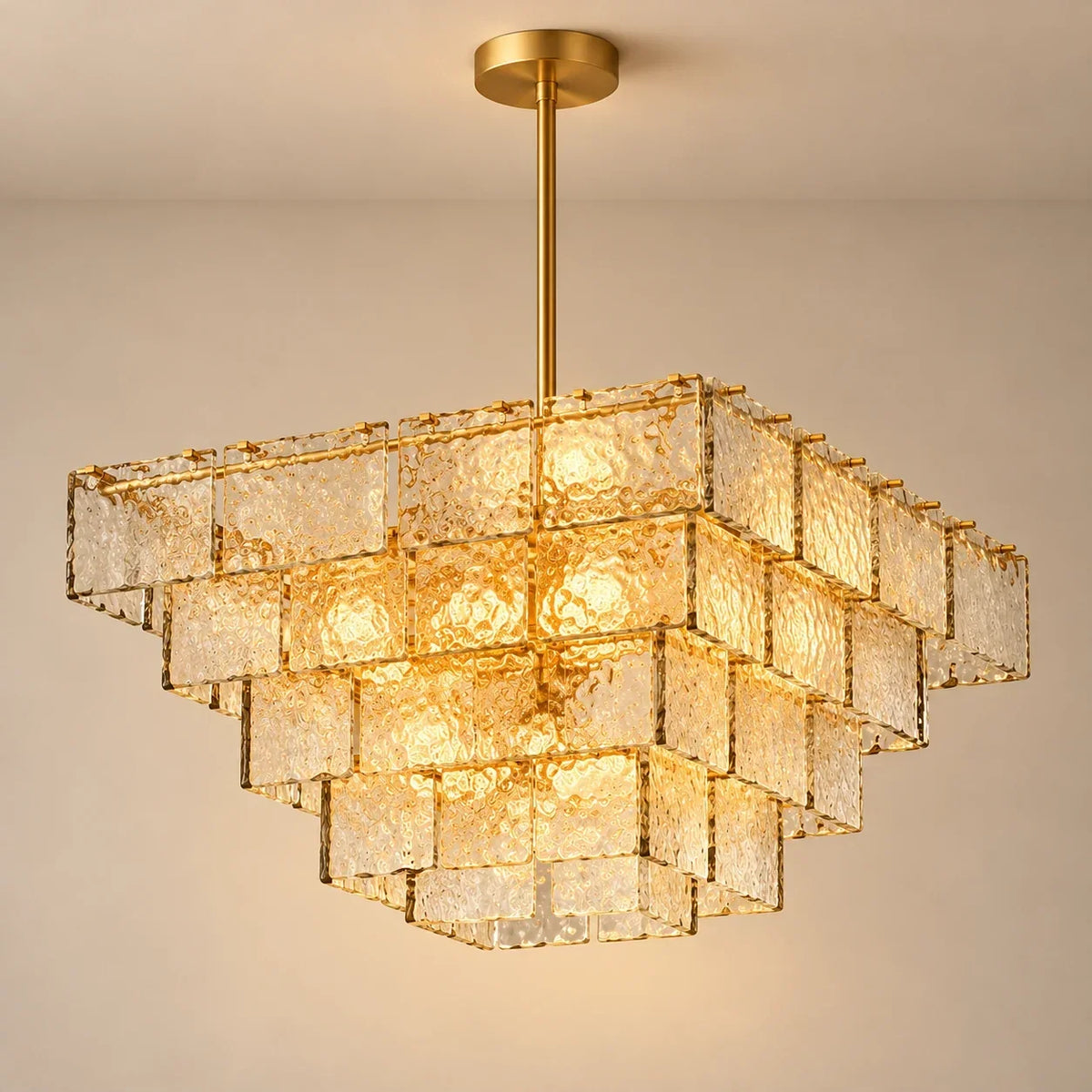 Kythara glass chandelier studio image three-quarter view