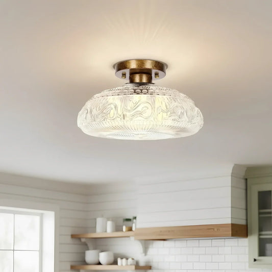 Linnea Vintage Engraved Glass Ceiling Light