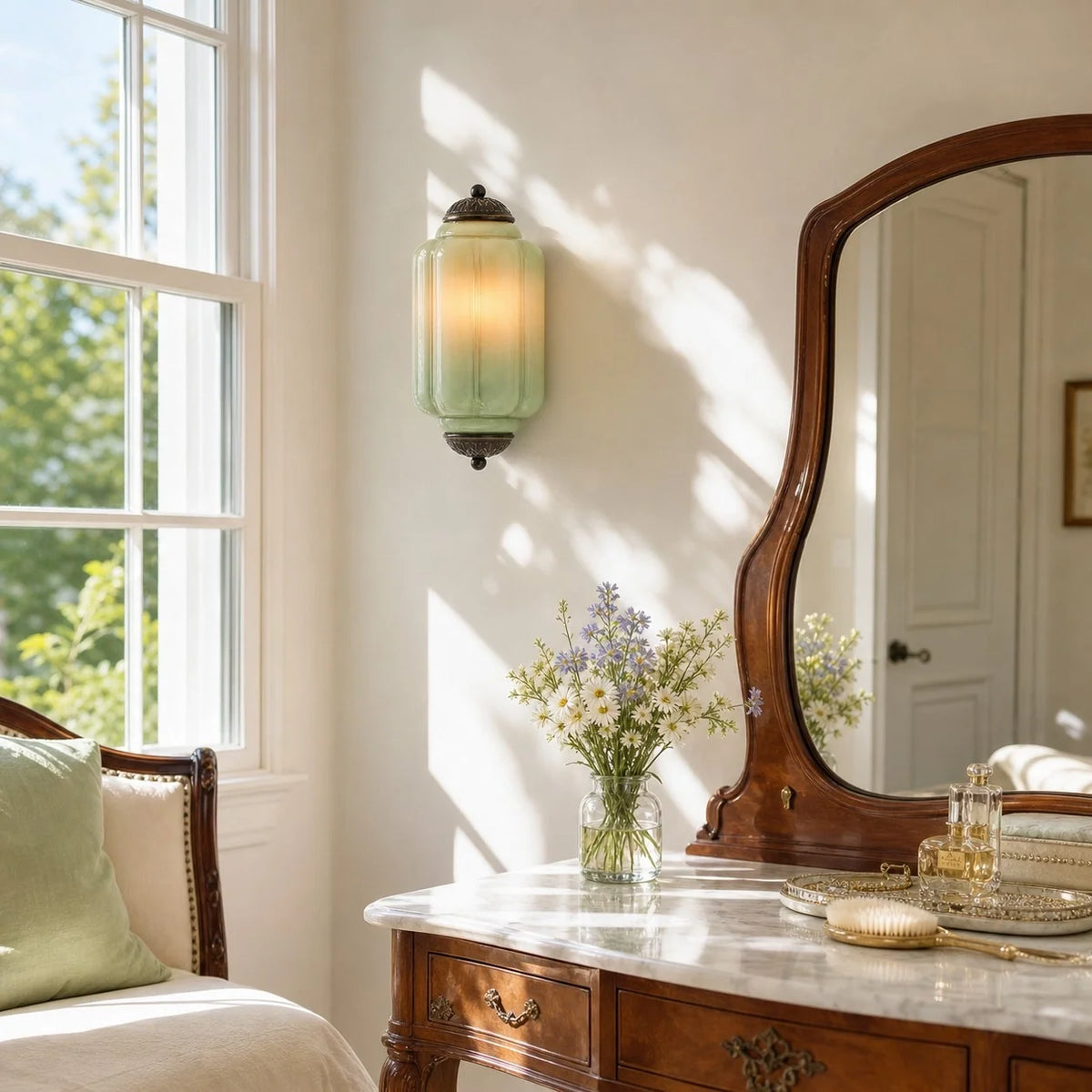 Evelyn Elegant Colorful Milk Glass Eloise Flush Wall Sconce