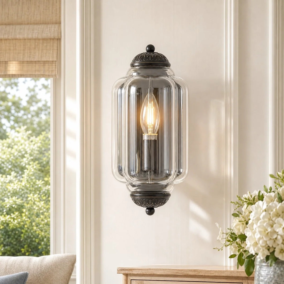Evelyn Elegant Colorful Milk Glass Eloise Flush Wall Sconce