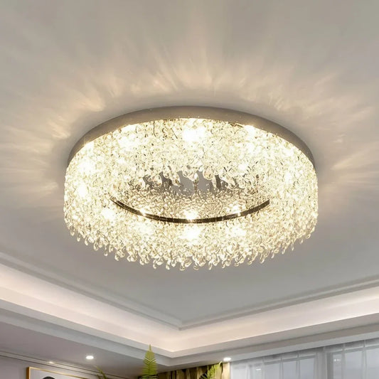 Luxury Chrome Round Crystal Ceiling Light