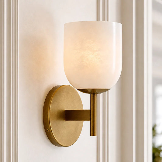 Luxury Hand-Finished Alabaster Brass Wall Sconce