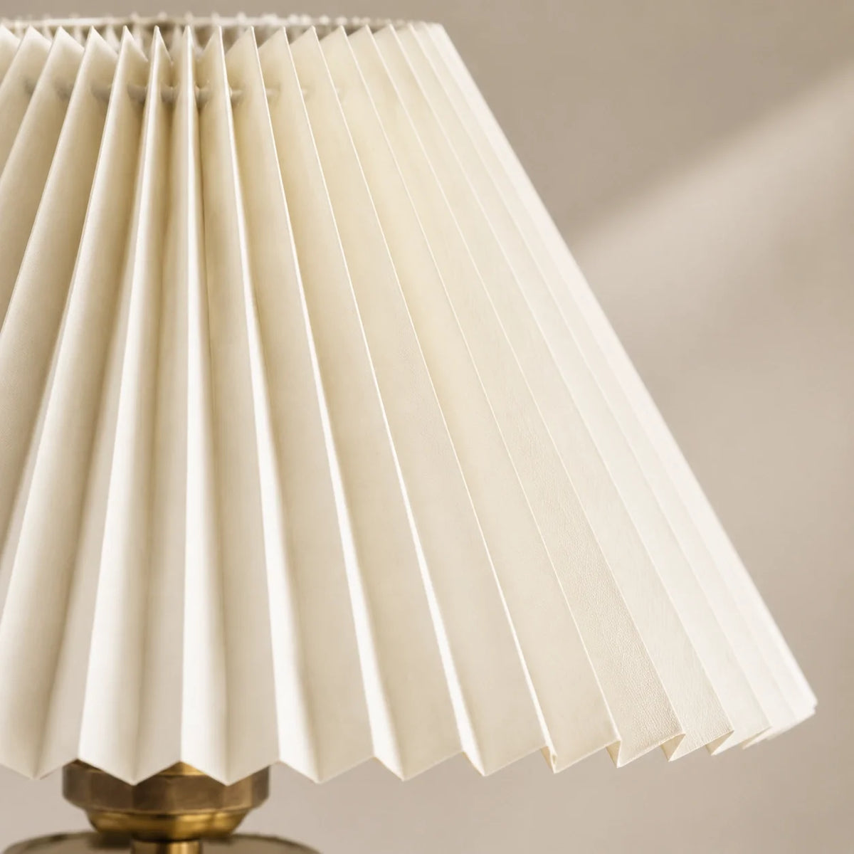 Mid-Century Pleated Shade Ceramic Beside Table Lamp