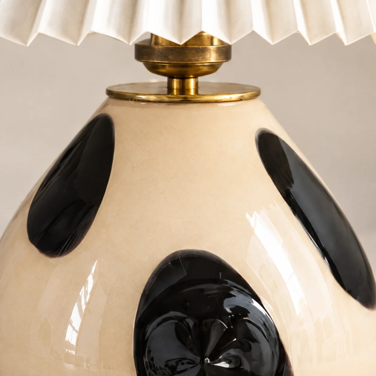 Mid-Century Pleated Shade Ceramic Beside Table Lamp