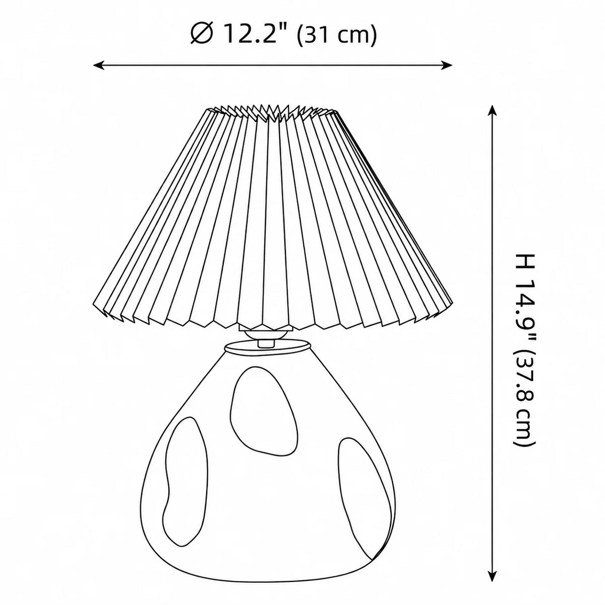 Mid-Century Pleated Shade Ceramic Beside Table Lamp