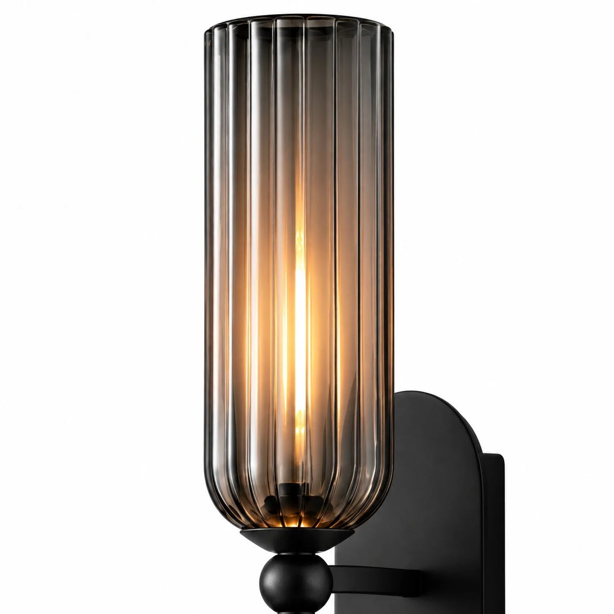 Mid-Century Ribbed Glass Wall Light for Bathrooms and Hallways