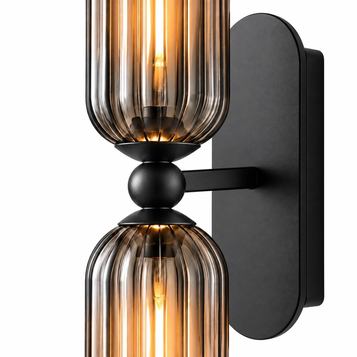 Mid-Century Ribbed Glass Wall Light for Bathrooms and Hallways