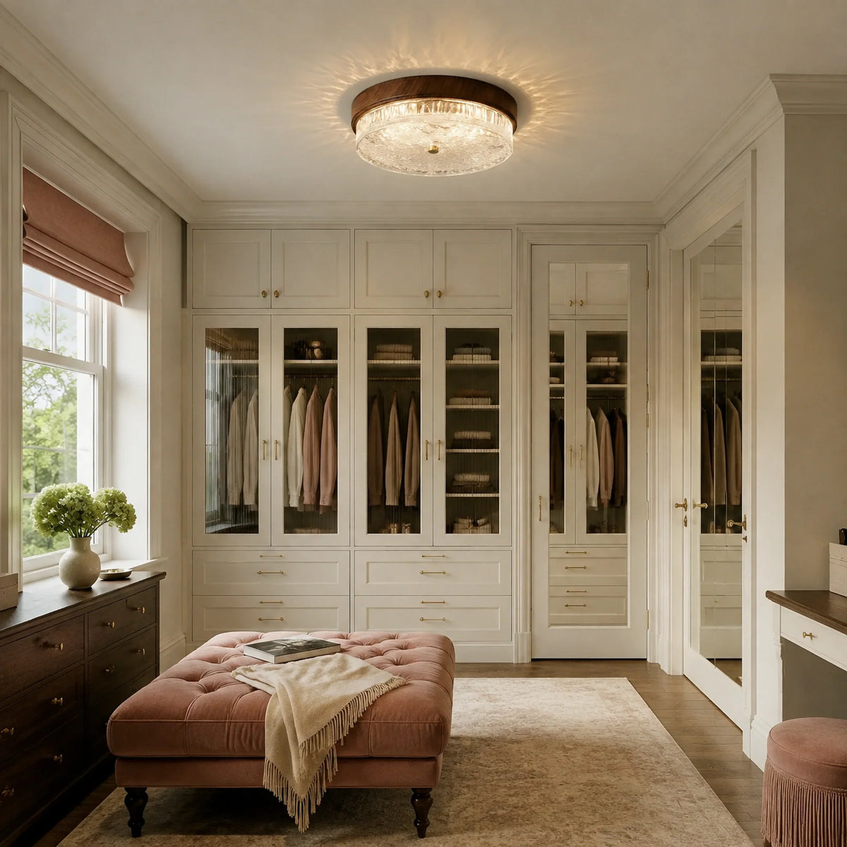 Mid-Century Water Ripple Glass Flush Mount Ceiling Light
