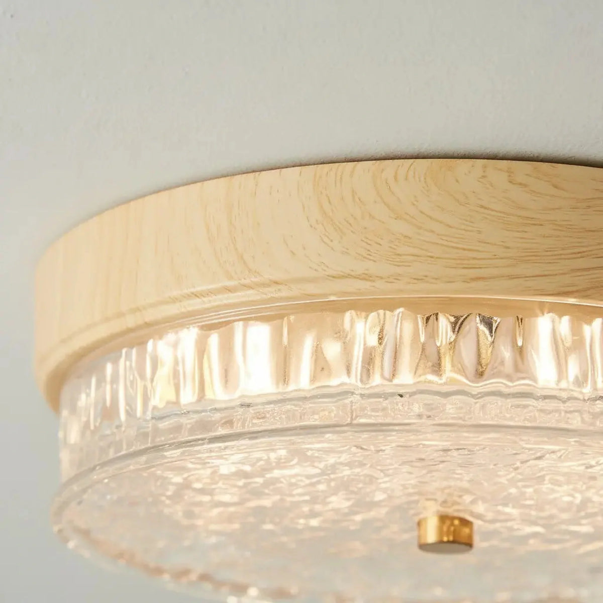 Mid-Century Water Ripple Glass Flush Mount Ceiling Light